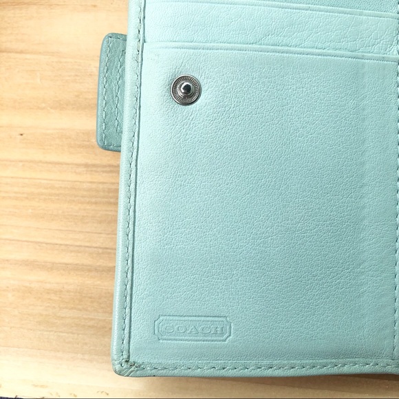 COACH Signature Canvas Mint Green Wallet - Picture 6 of 9